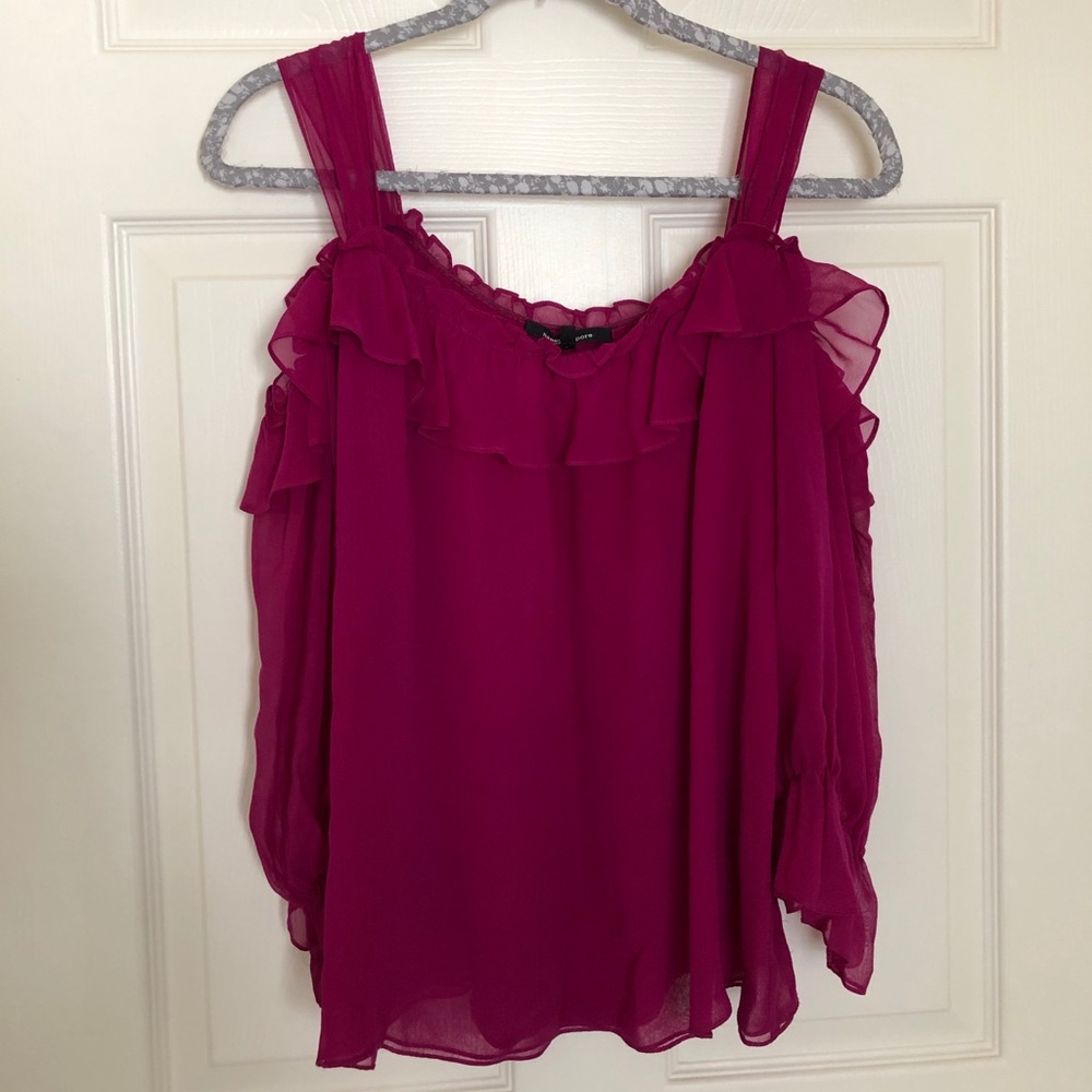 100% silk open shoulder top